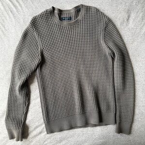 All Saints Gray Waffle Knit Crewneck Sweater